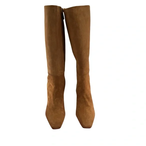 Cult Gaia NEW Zuri Knee High Boot in Camel Brown Gold Sculptural Heel Size 9 - Picture 6 of 14